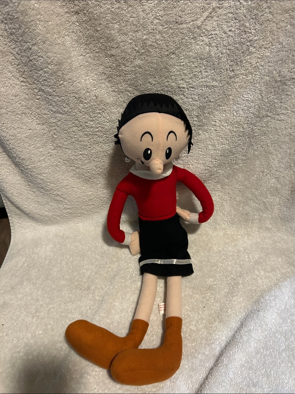 Classic Cartoon-Style Red & Black Plush Doll